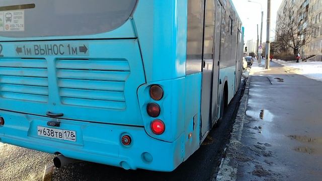 21 февраля 2025 г. Автобус 50 маршрут Волгабас 5270.G0 1142 Дунайский Проспект Угол Купчинской Улицы