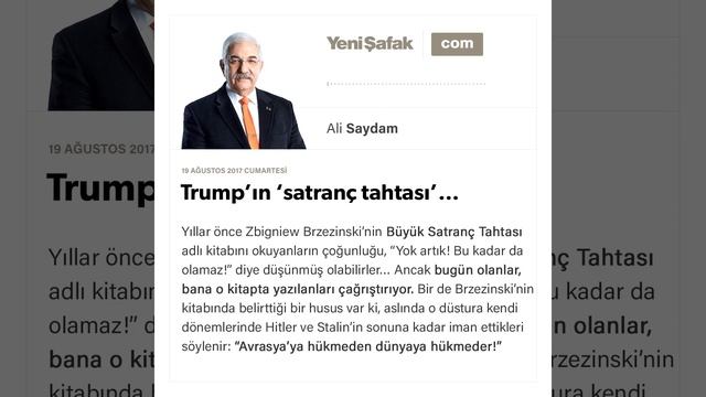 Trump’ın ‘satranç tahtası’…-Ali Saydam-19.08.2017