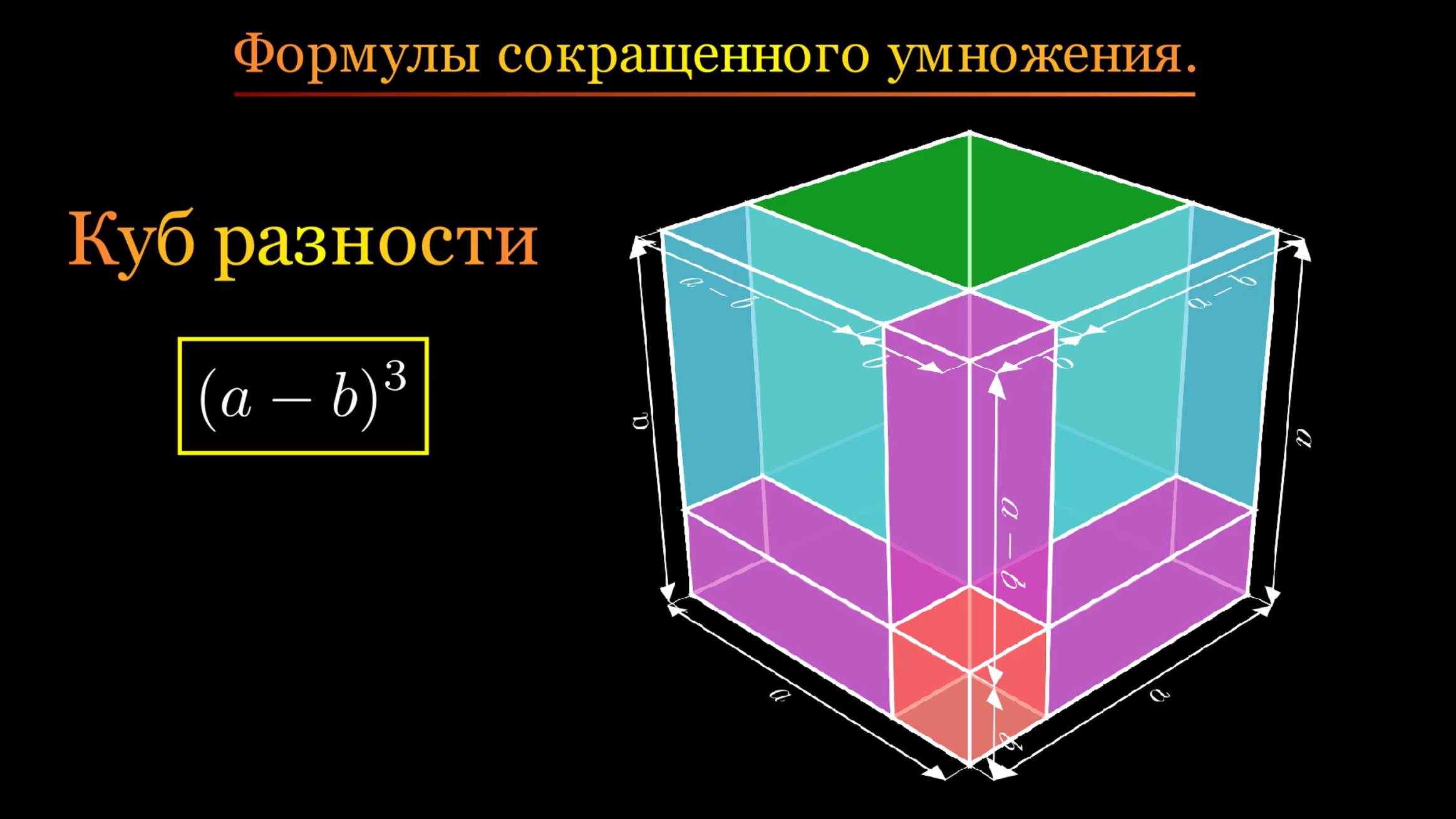 Алгебра 7 класс. Формулы сокращенного умножения. Куб разности.