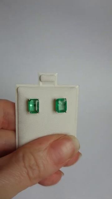 Серьги, большие природные изумруды (Замбия), серебро 925