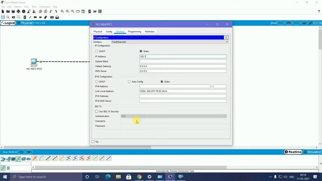 How to Connect Two Windows PCs with a LAN Cable via cisco packet tracer