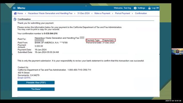 Hazardous Waste Fees Payment and Return Process - Webinar - January 24, 2024