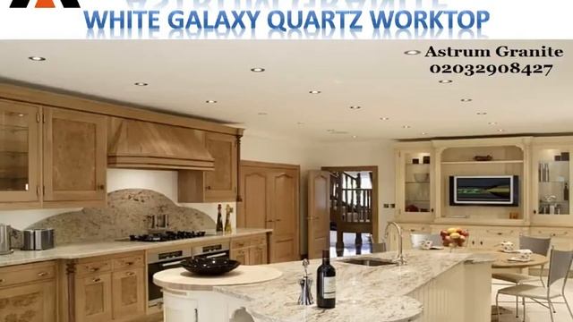 Best White Galaxy Quartz Worktop Kitchen in London - Astrum Gran