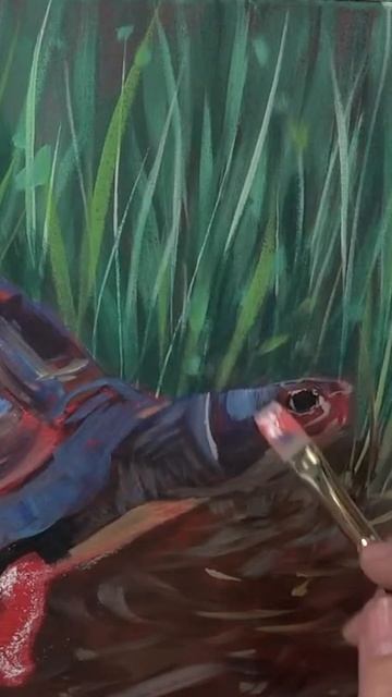 “How to Paint a Turtle” full acrylic painting tutorial on my channel!! 🐢🐢🐢 #painting #art #shorts