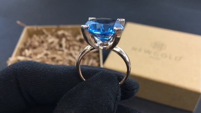 !! Кольцо 099526 из красного золота 585 пробы с наноситалом топаз свисс