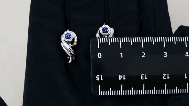 Серебряные серьги AQUAMARINE с фианитом и гидротермальным сапфиром А46486Б