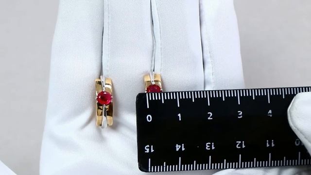 Золотые серьги AQUAMARINE с рубином 942073кр