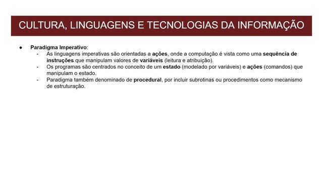 Linguagens de Programação- Paradigma Imperativo ou Procedural