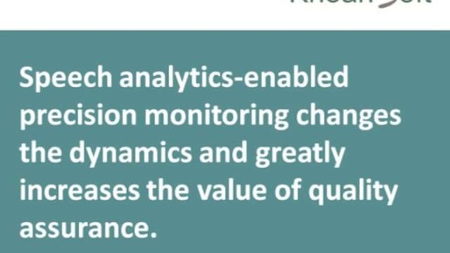 Quality Assurance (QA), Speech Analytics