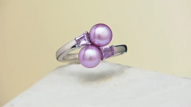 Honora Cultured Pearl 7.0mm & Baguette Gemstone Sterling Ring on QVC