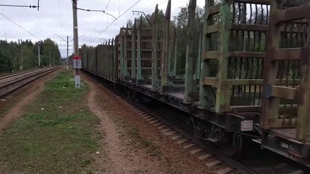 Электровоз ВЛ10-960 с грузовым поездом на станции Васкелово