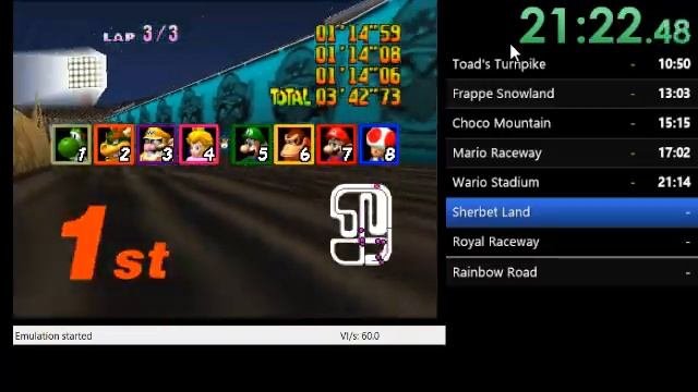 Mario Kart 64 Speedrun (No-Skips EMU 41:44) (PB)