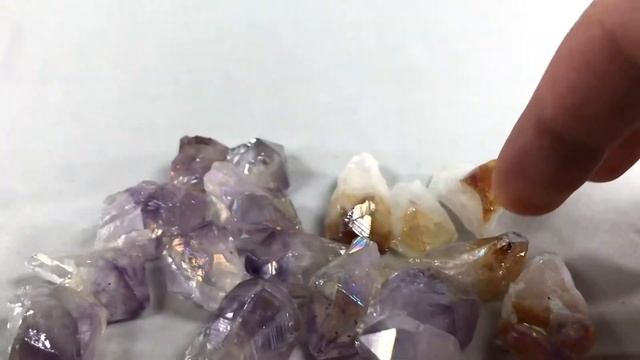 Aura Amethyst and Aura Citrine / iridescent stones / aura Quartz / rare rocks