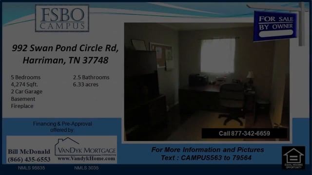 5 bedroom home for sale with fireplace in Harriman TN