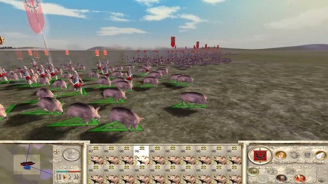 Rome Total War. Подожженные свиньи против боевых собак.