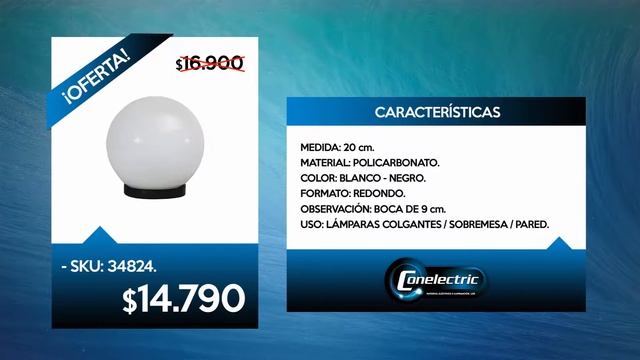 ¡OFERTA! - Globo Policarbonato Opal de 20cm - SKU: 34824 | www.conelectric.cl/ofertas-led