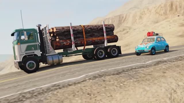 BeamNG Drive реалистичные автомобильные аварии. С участием большегрузов