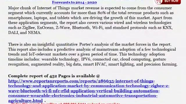 Internet of Things Technology and Application Industry - Worldwide Trends & Forecasts to 2014 - 202