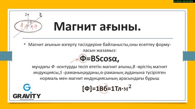 10 сынып.§ 49. Электромагниттік индукция құбылысы.Магнит ағыны. Ампер күшінің жұмысы