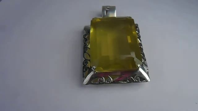 YELLOW CITRINE NATURAL UNTREATED SILVER PENDANT