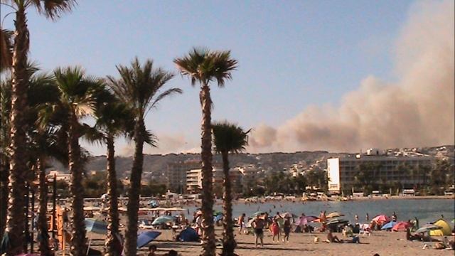 Fire on Cabo de San Antonio between Javea Xabia and Denia