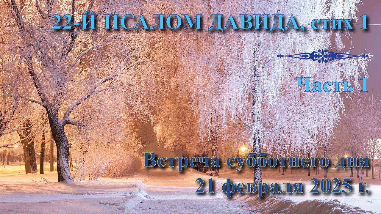 21.02.2025. Встреча субботы: пастор Владимир Вачев. Встреча 1. 22-й псалом Давида, стих 1.