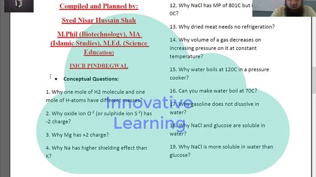 Guess Chemistry 9th : Full book : Short Questions , Conceptual Questions, Long Questions