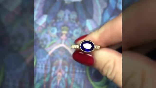 Кольцо “Sophia” с сапфиром и бриллиантами в желтом золоте