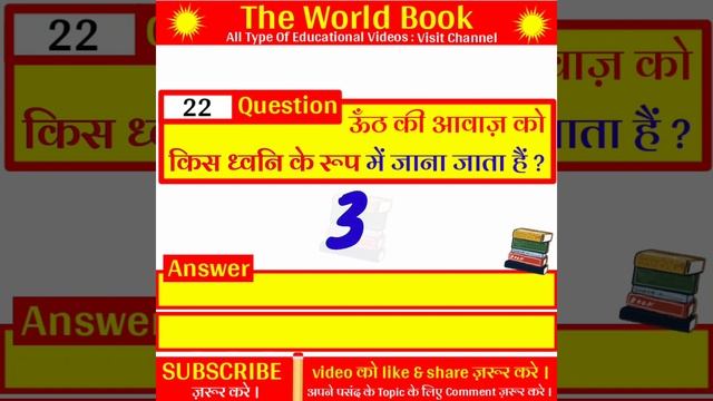 ऊँट की आवाज़ को किस धवनि के रूप में जाना जाता है ? | By "The World Book" | General Knowledge In Hind