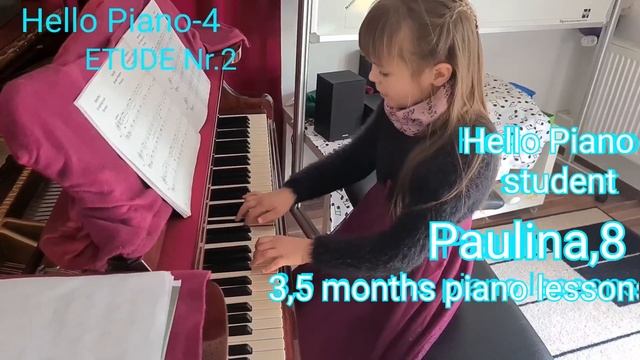 Hello Piano student Paulina Skulkin (8) after 3,5 months piano lessons  plays Etude Nr.2 from HP-4