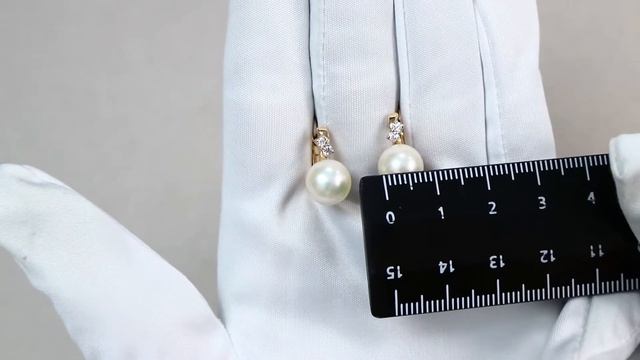 Золотые серьги Жемчужное подворье с фианитом и жемчугом 25510954.0.b.000