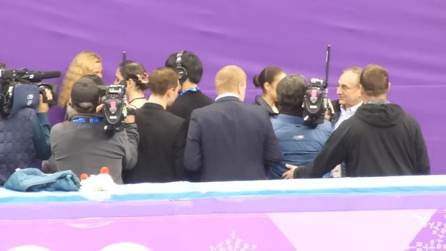 2018-02-23 Zagitova & Medvedeva hug their coaches