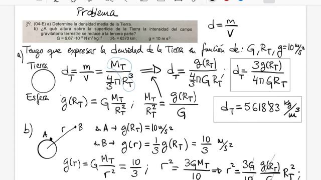 Física 2ºBach -  Problemas Bloque 1: Interacción gravitatoria (parte 6)