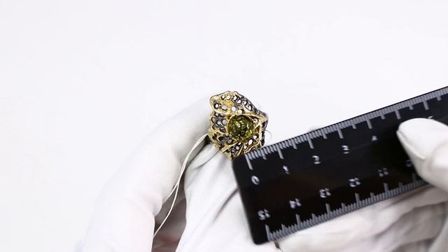 Кольцо из лимонного серебра Янтарная волна с янтарём Я820932пк-з