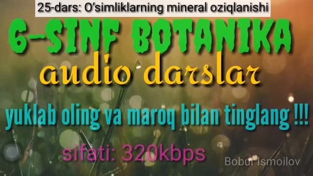 6-sinf botanika 25-dars: O‘simliklarning mineral oziqlanishi // #Biz_millat_faxrimiz