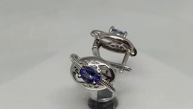 Серьги с натуральными танзанитами 6х4 мм, LED освещение