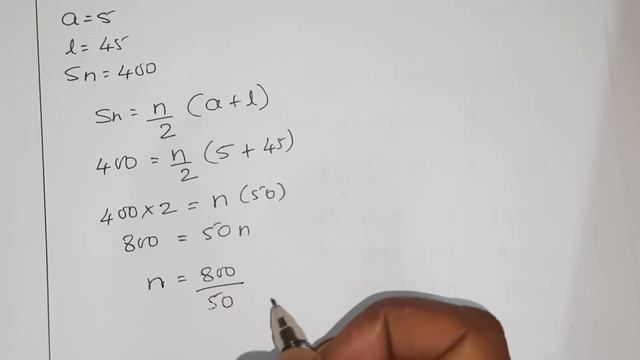 AP/Ex 5.3/Q.5/a=5, l=45, sn=400