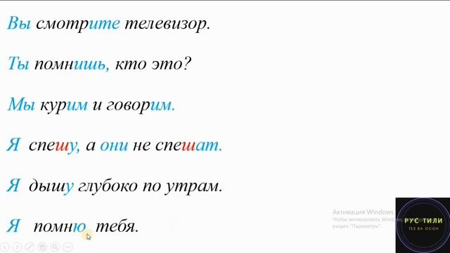 РУС ТИЛИДА -ить ва  -еть кушимчалари билан тугаган феълларнинг хозирги замондаги шакли || Рус тили