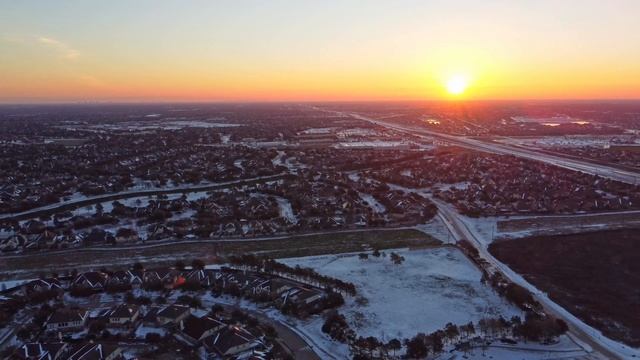 Big Freeze in Cinco Ranch. Sunrise. 4K
