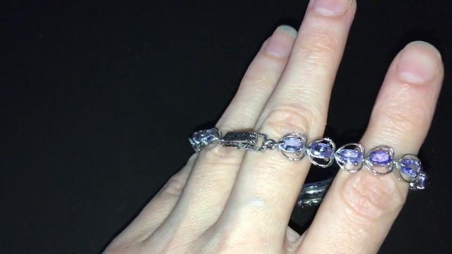 Серебряный часы/браслет с танзанитами