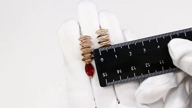 Серьги из золочёного серебра AQUAMARINE с рубиновым корундом А47228604-п