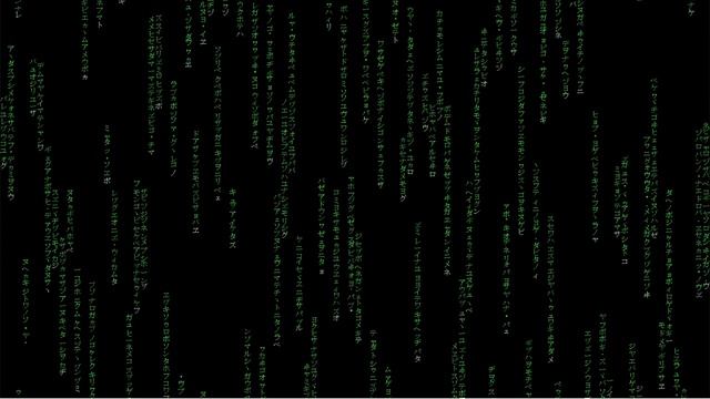 Generated screensaver from the matrix in the form of a rain of letters for screensavers and videos