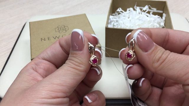 Серьги 1342 из красного золота 585 пробы с рубинами