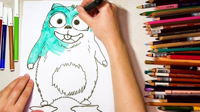 How to Draw and Color Lemming from Grizzly And Lemmings - Step by Step