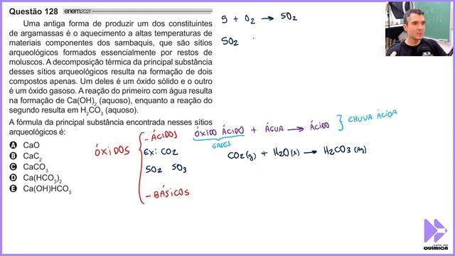 QUÍMICA ENEM PPL 2021! "Uma antiga forma de produzir um dos constituintes de argamassas é o  ..."