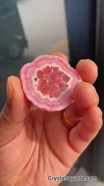 🌸Pink Rhodochrosite Slice, Capillitas Mine.#crystals #rhodochrosite #crystalscollection #agatestone