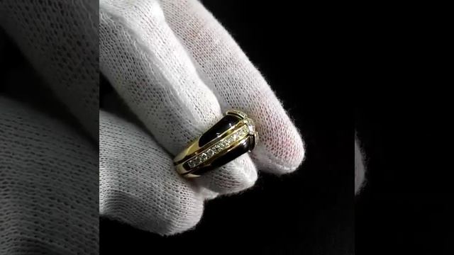 Мужской перстень из жёлтого золота с бриллиантами и эмалью (Вес: 11 гр.) 💎