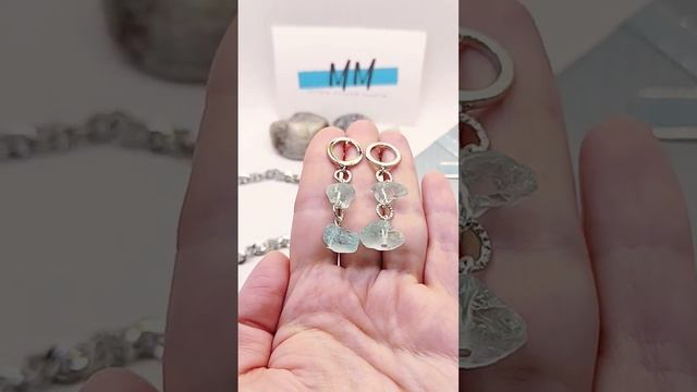 Комплект украшений "Осколки" из аква-кварца #авторскиеукрашения #бижутерияручнойработы