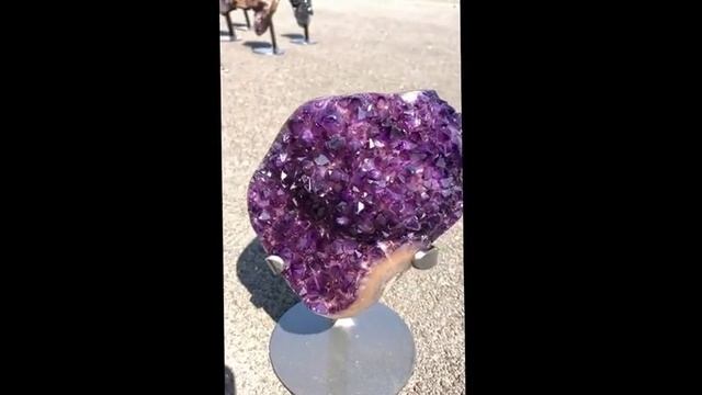 6.2" Dark Amethyst Crystal From Uruguay - Metal Stand Specimen #76650