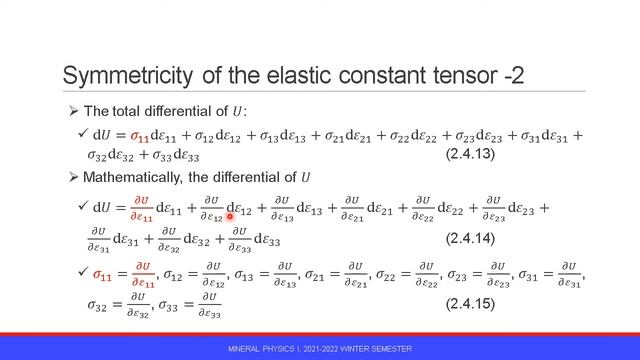 Mineral Physics I 2021-2022 2.4 Generalized Hooke's law